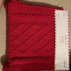 Red Knitted Throw Blanket